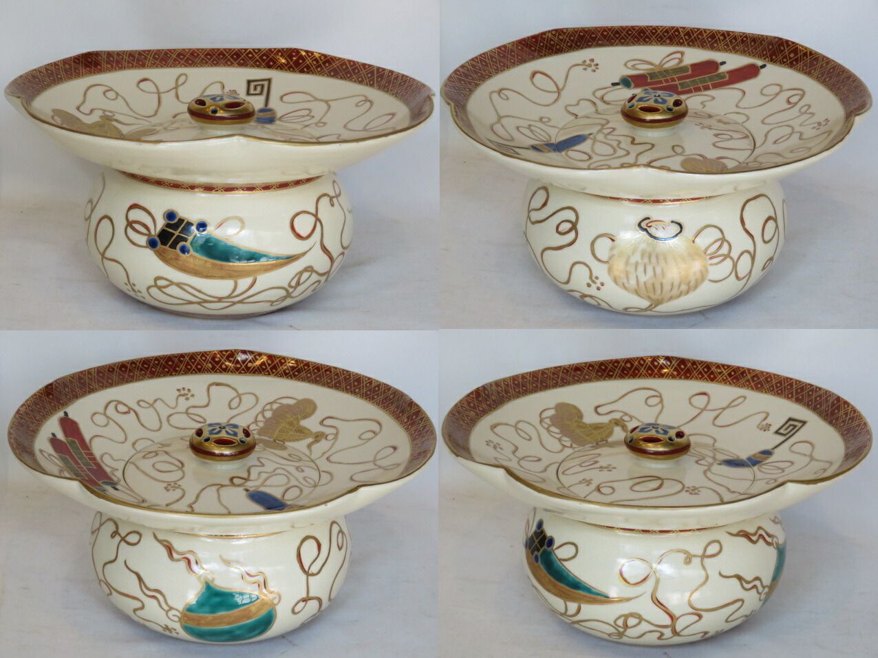 橋本城岳 砂金袋水指 宝尽し 共箱 鳴滝窯 茶道具 美品 本物保証