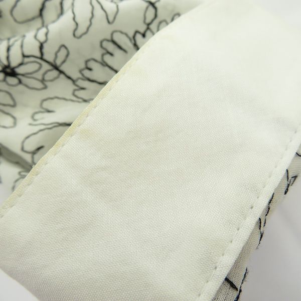 #a レリアン Leilian シャツ ブラウス 7 白 黒 花柄 刺繍 モノトーン 七分袖 日本製 890861 k01