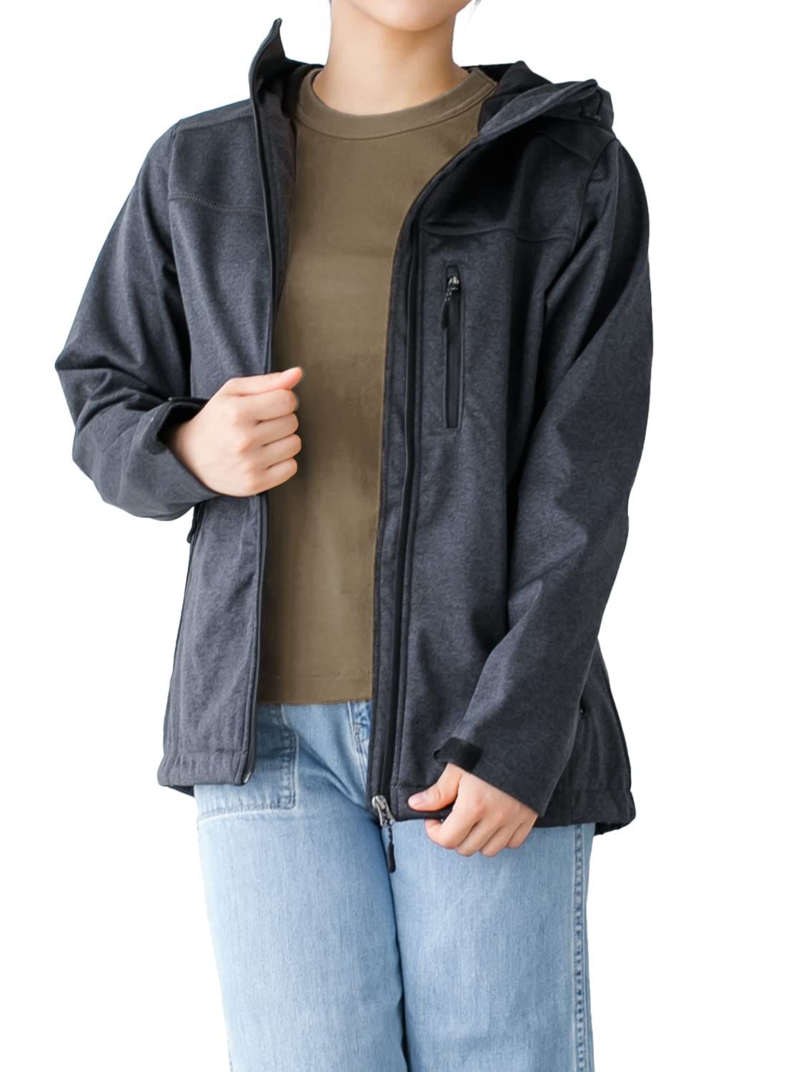 Size:S_Color:ダークグレー [IMPACTORY] S ダークグレー 防風 ストレッチパーカ メンズ レディース 裏フリース 防水 長袖 アウター ジャケット 軽量 厚手 大きいサイズ 無地 813133I-09S