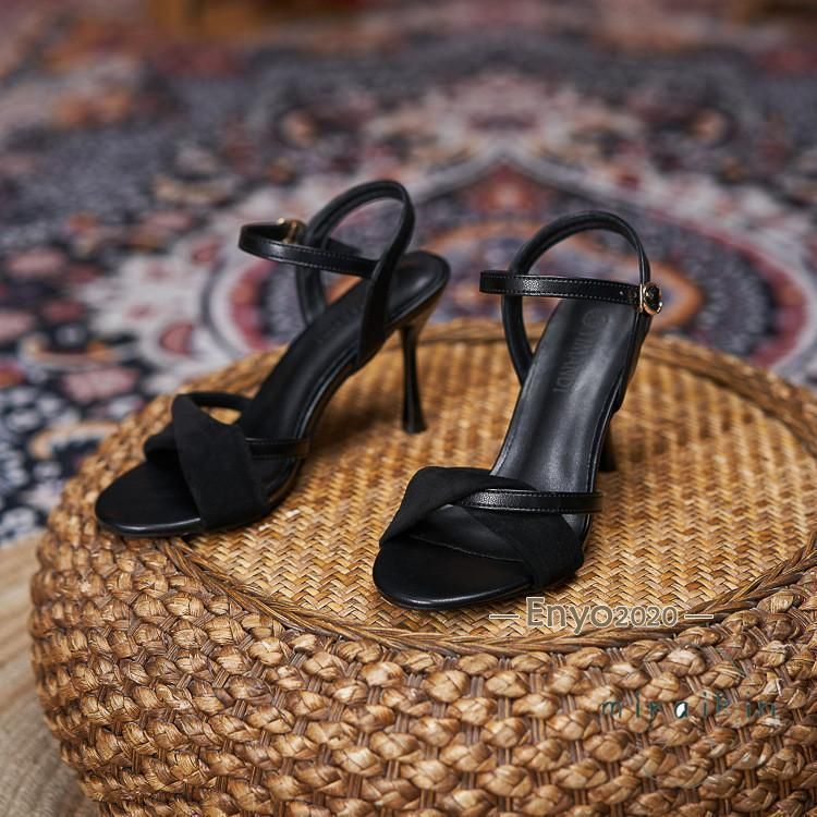 ハイヒール サンダル ストラッ 大きいサイズ 小さいサイズ サンダル レディース アンクルストラップ クロスストラップ PVC 透け感 ハイヒール サンダル ストラッ レディース おしゃれ 歩きやすい 大きい