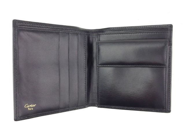 カルティエ 二つ折り 財布 パシャ ブラック レザー Cartier 二つ折り