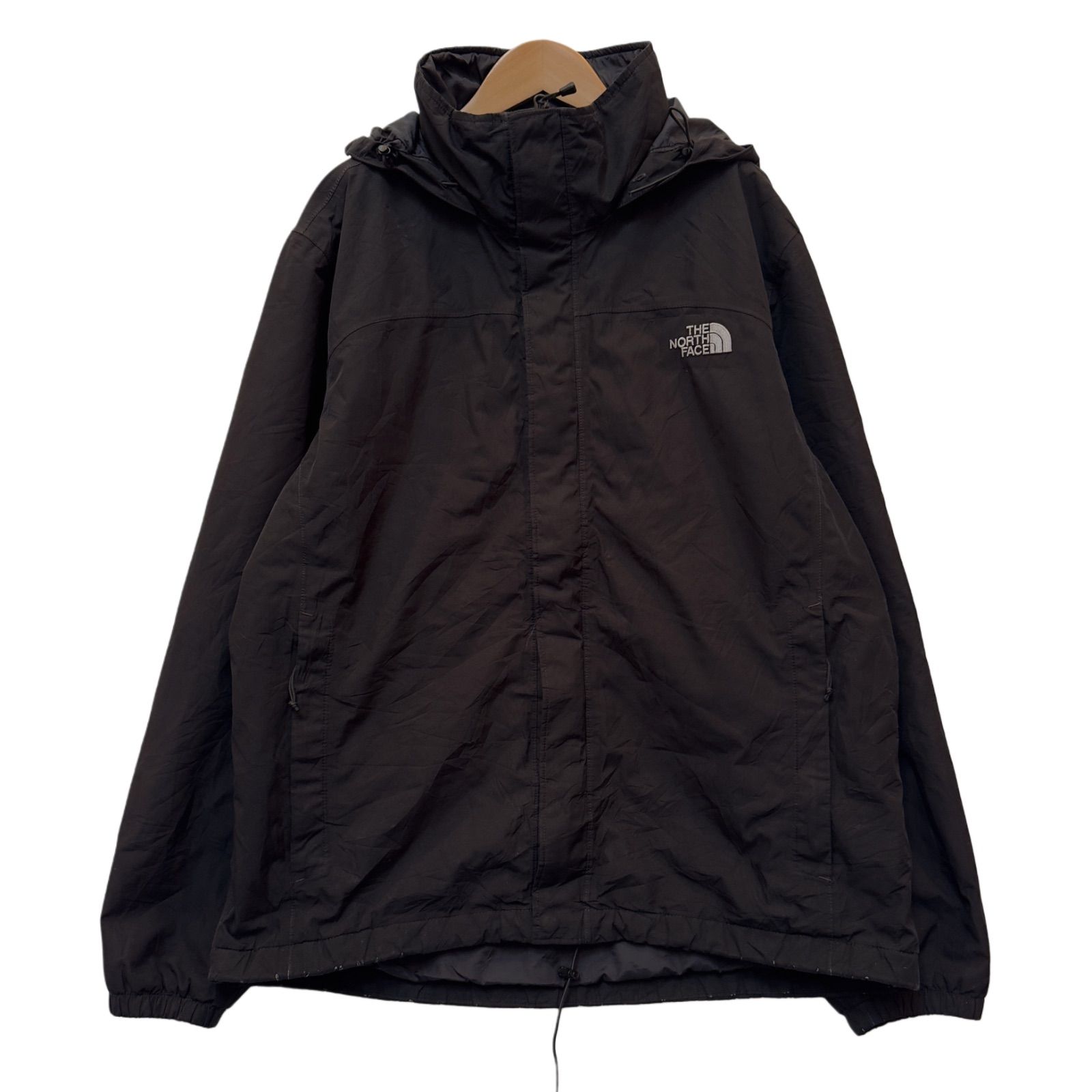 ノースフェイス THE NORTH FACE 中綿ジャケット Lサイズ  ライトダウン 中綿ダウン マウンテンパーカー 裏側メッシュ 黒 ブラック ロゴ 刺繍 古着 X052