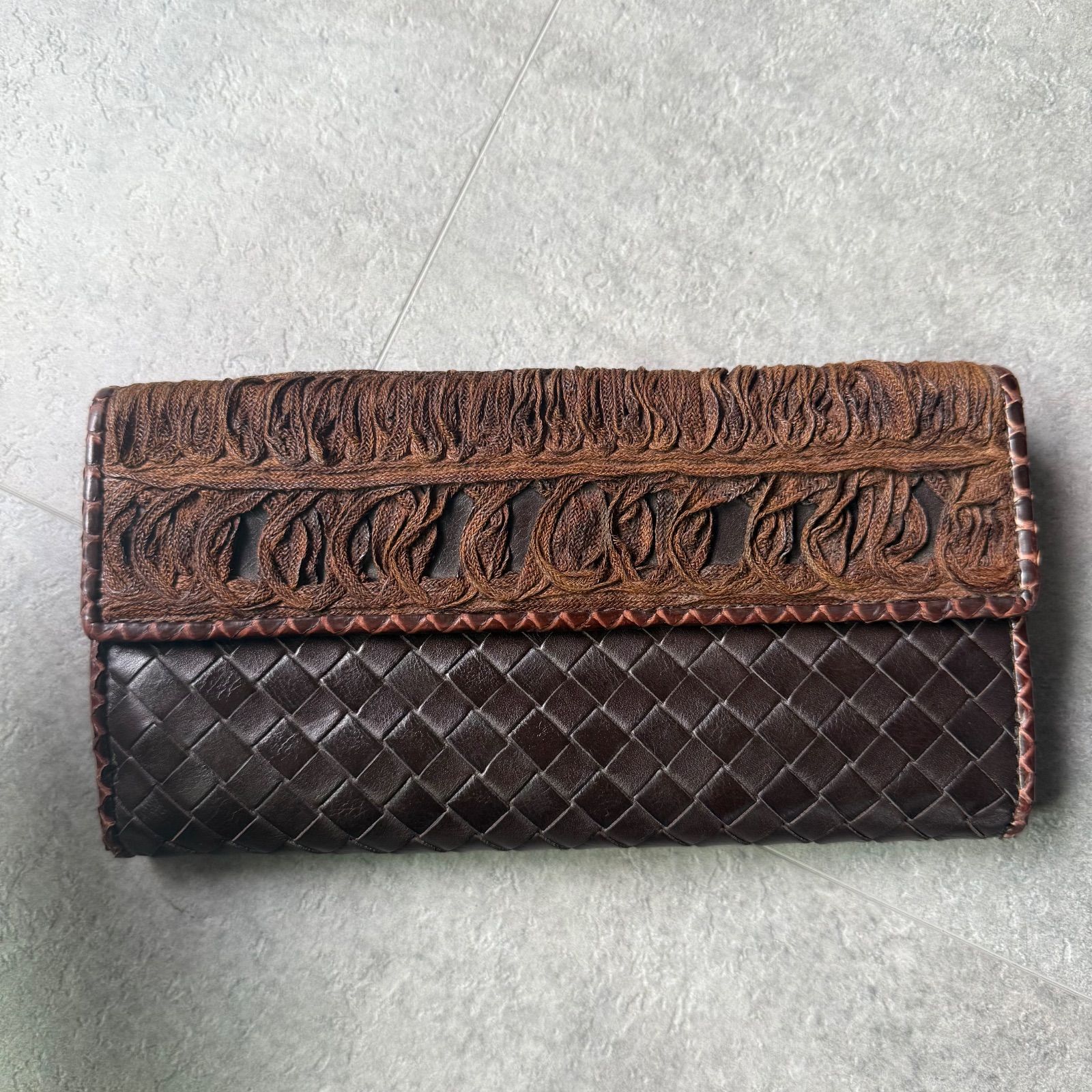 ボッテガヴェネタ レザー パイソン 二つ折り長財布 ○ボッテガヴェネタ