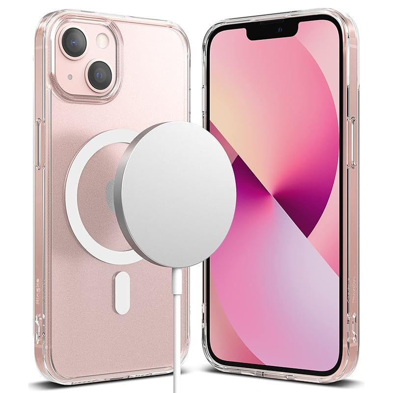 【Ringke】iPhone13mini MagSafe対応 ケース マグネット 内蔵 クリア マグセーフ対応ケース 半透明 TPU+ PC ハイブリッド 指紋防止 サラサラ ストラップホール付き Fusion Magnetic - Matte Clear 1