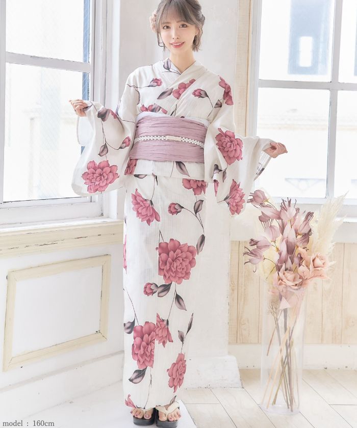 完売品⭐︎ひまわり柄 浴衣&兵児帯セット 新品 レディース 4点セット 浴衣 向日葵 ひまわり 大判 花柄