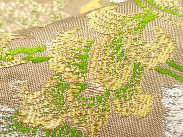 平和屋本店□最高級 龍村平蔵製 六通柄 本袋帯 歌仙色紙文 金銀糸 逸品