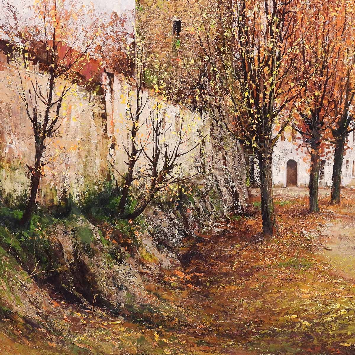 武本春根 秋想 ローテンブルグ 油彩12号 風景画 ドイツ 外国