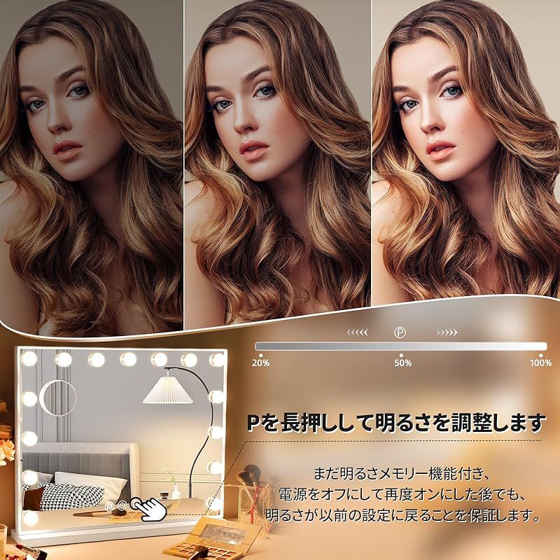 Hansong 女優ミラー ハリウッドミラー 化粧鏡 女優鏡 鏡 大きい 卓上