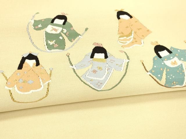 平和屋着物●爪掻き本綴れ　八寸名古屋帯　童子遊び　銀糸　正絹　逸品　DAAX0117cm 平和屋着物○爪掻き本綴れ 八寸名古屋帯 童子遊び 銀糸 正絹