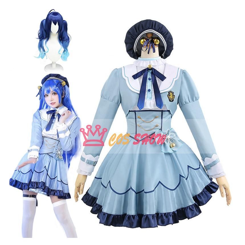 バーチャル VTuber 天宮こころ コスプレ衣装 帽子付き ウィッグ追加 cosplay 水色 仮装 イベント ステージ服 舞台 ハロウィン クリスマ