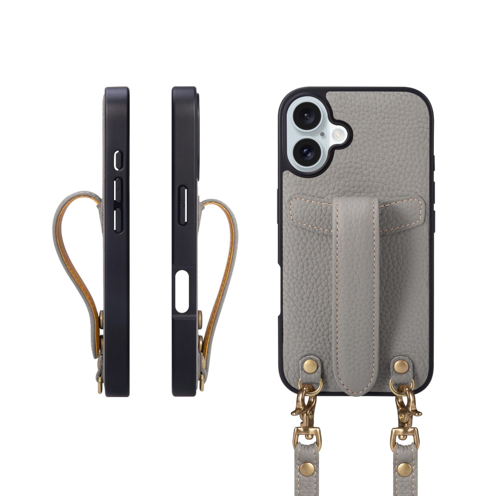 COGURE 交換 スマホケース iPhone16Plus ケース ショルダーストラップ 本革 落下防止 耐衝撃 ギフトボックス付き COPG グレージュ Grege