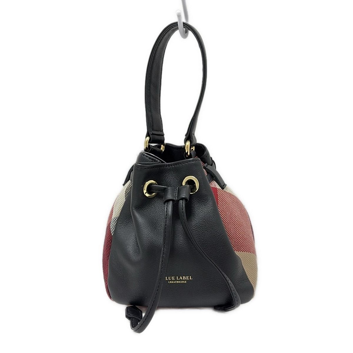 断捨離専用 ♡ ブルーレーベルクレストブリッジ 巾着 ショルダー ハンドバック クレストブリッジチェックキャンバス巾着ショルダー（バッグ