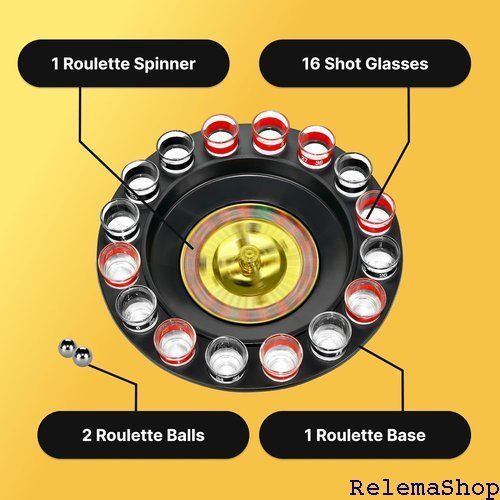 Drinking Roulette Game - Shot Glass – Set com: 16-Piece Red&frasl;Black 0 Party glass Balls Bo-Toys