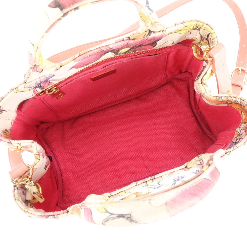 極美品 プラダ カナパ 三角ロゴ フラワー 花柄 レザー 2WAY