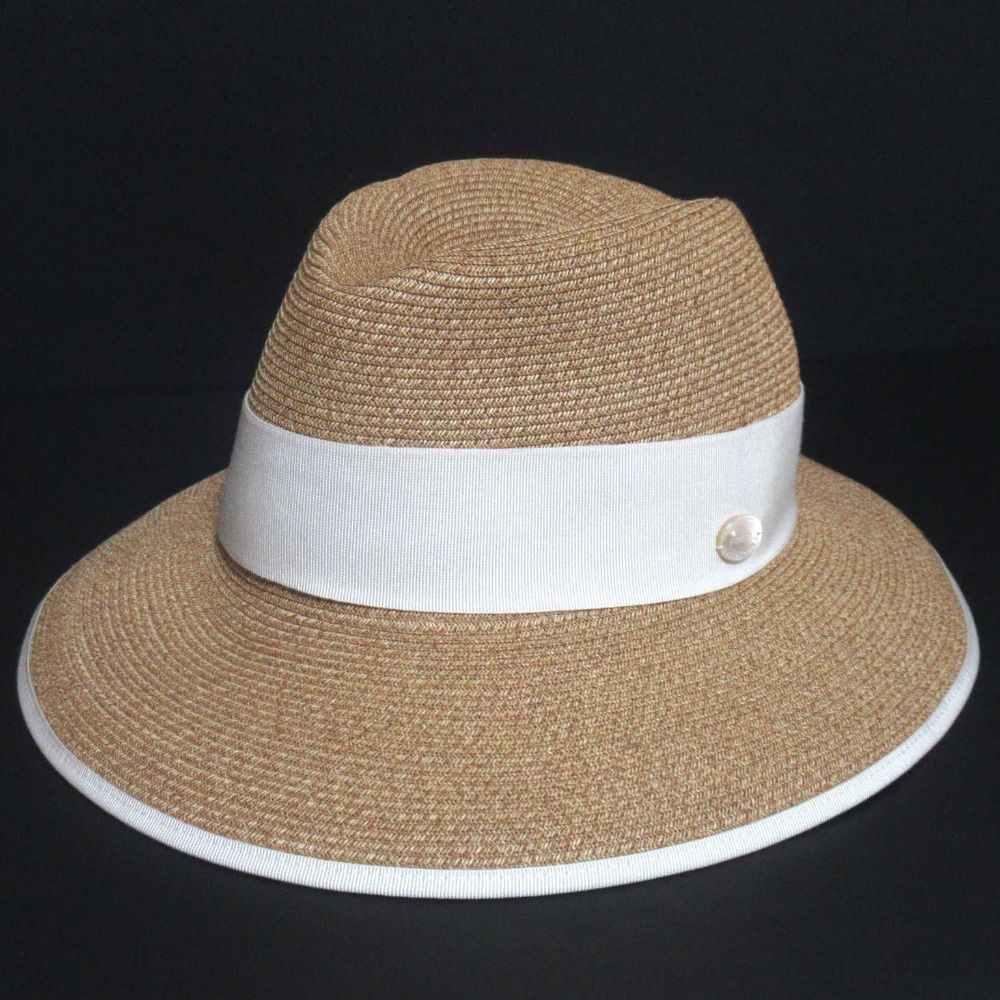 FOXEY BOUTIQUE フォクシーブティック Florence ペーパーハット 中折れ 帽子 35598 ベージュ×ホワイト系 レディース 古着