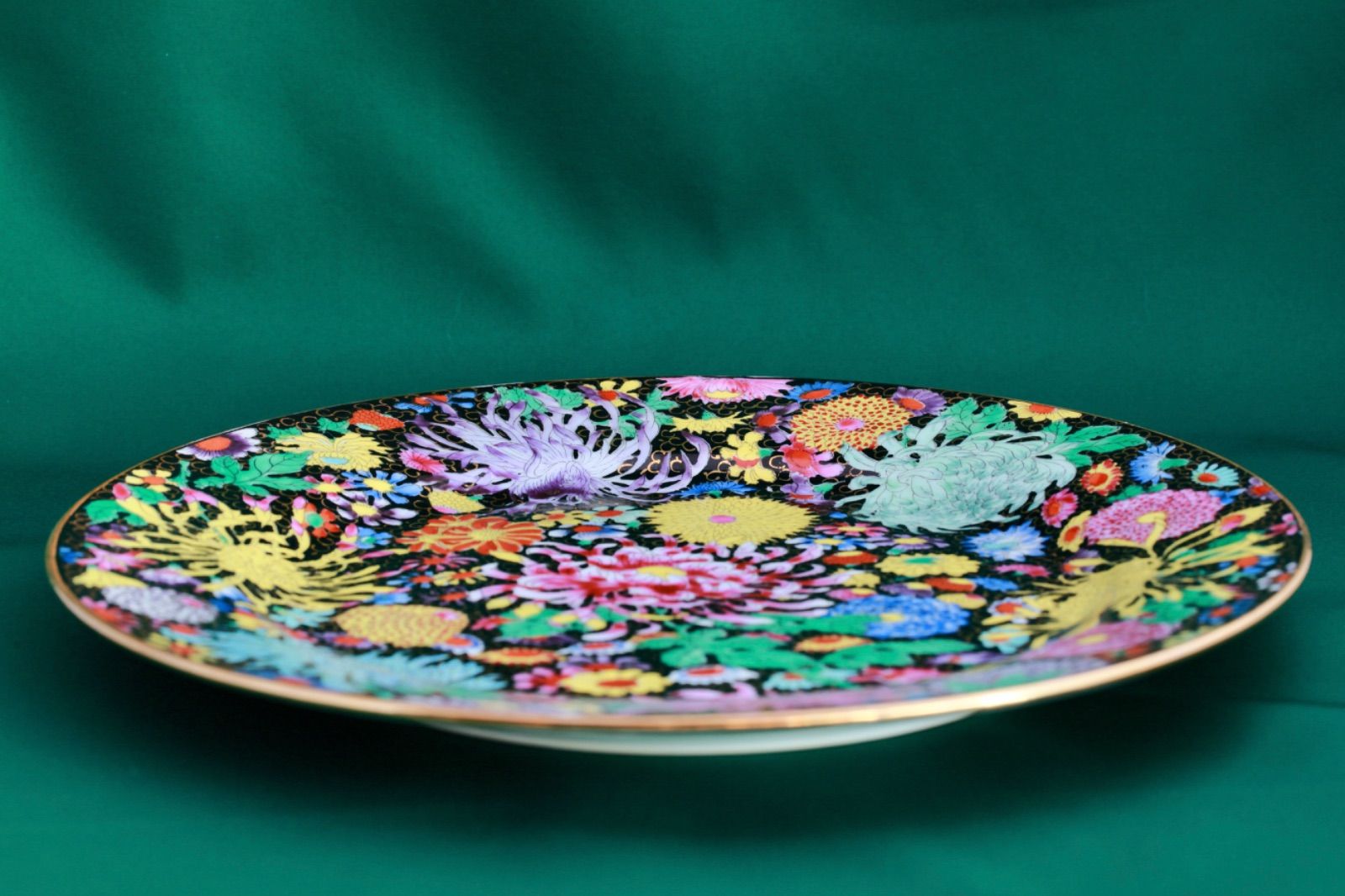 金彩絵皿＊中国制造 中国廣彩 色華絵金彩皿 直径約255mm USED - メルカリ