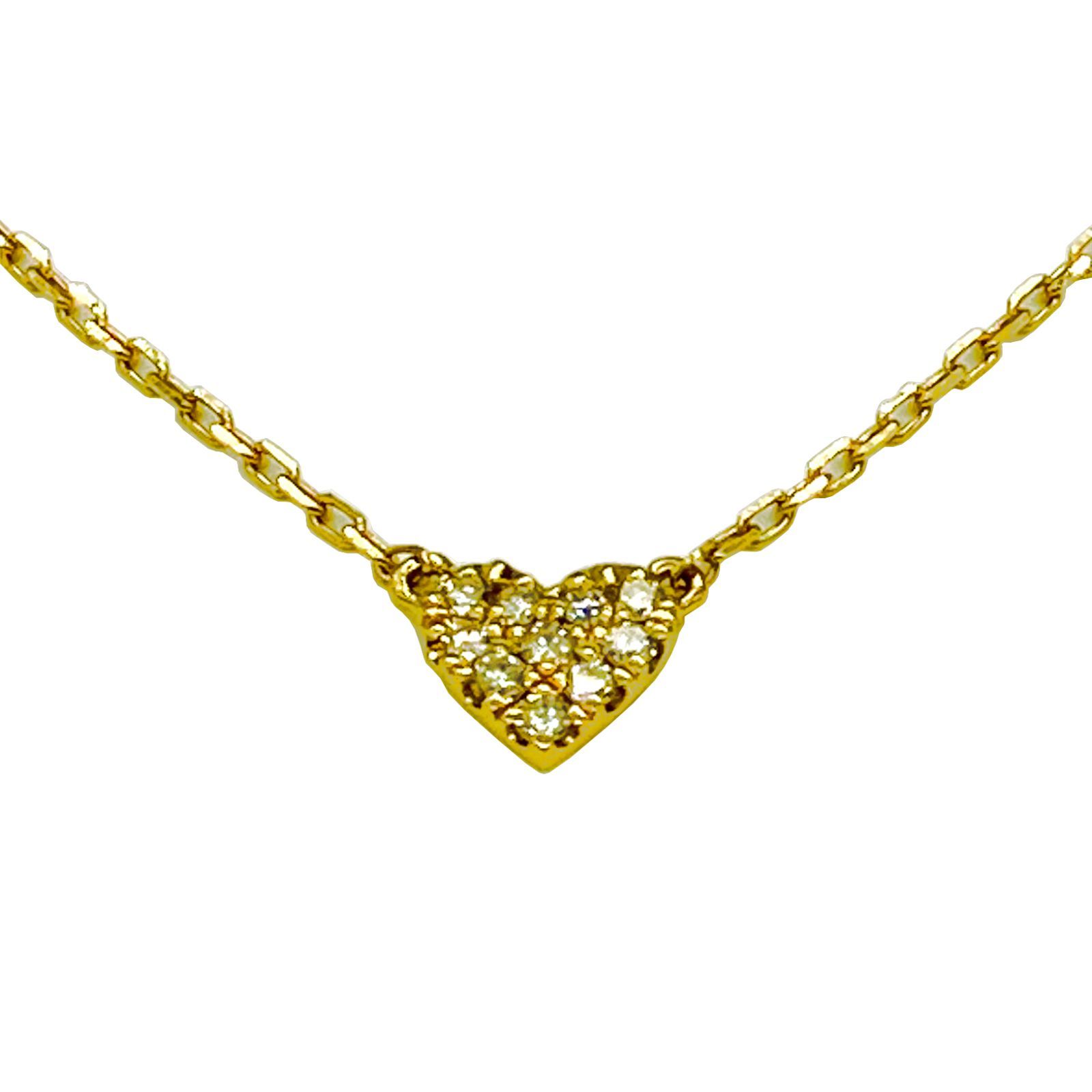 AHKAH アーカー ハートパヴェ ダイヤ ネックレス K18YG D0.05ct