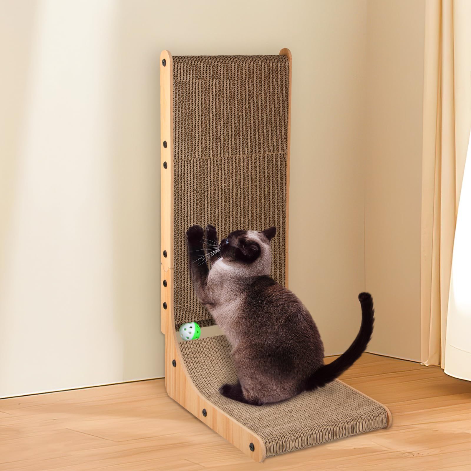 猫 爪とぎ 爪研ぎ L型爪とぎ ダンボール 壁 縦型 ボール付き OYANTEN ネコ ねこ つめとぎ 運動不足 ストレス解消 落ち着く 長持ち おしゃれ