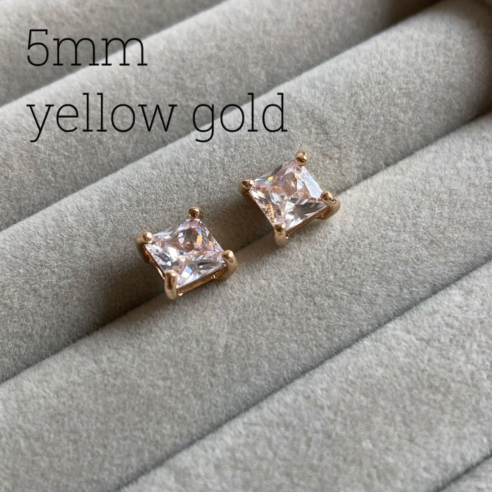 最高級人工ダイヤモンド 一粒ダイヤ ピアス sona プリンセスカット5mm 