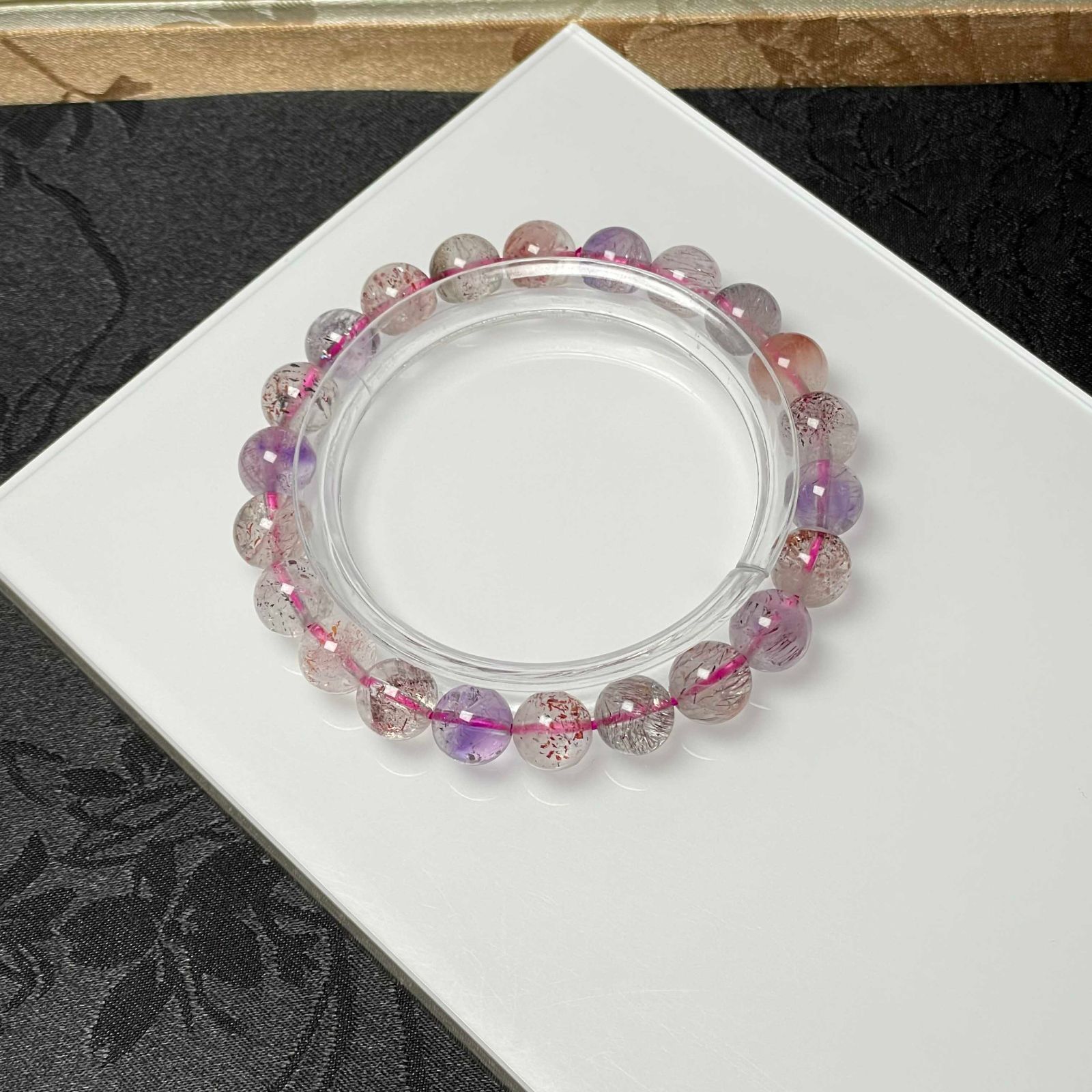 天然美品☆【極満針スーパーセブン】☆ブレスレット 天然石 8.4-8.8mm 