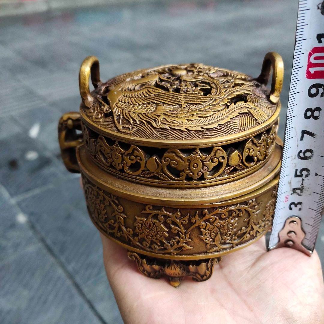 龍鳳香炉 銅 細工 装飾品 現代工芸品 美術品 置物 龍鳳香炉 銅 細工 装飾品 現代工芸品 美術品 置物 銅器 透かし彫りの