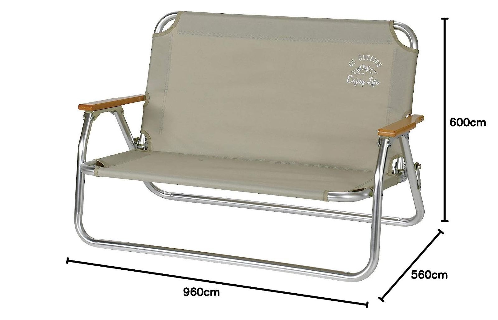 カーキ UC-1830 幅960×奥行560×高さ600mm 座面の高さ220mm モンテ W960×D560×H600 ローベンチ 背付き アルミ ベンチ STAG キャプテンスタッグ CAPTAIN