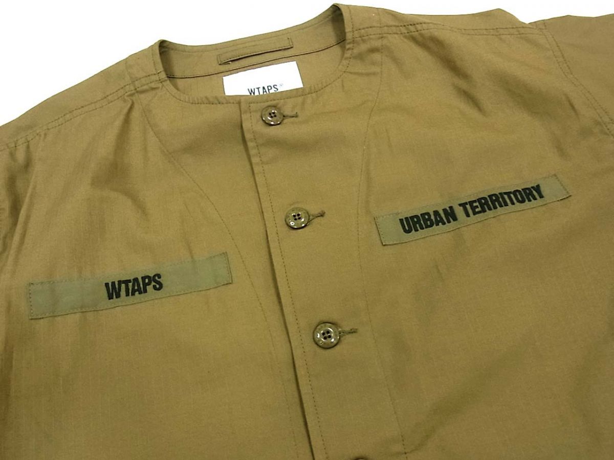 美品 21SS◆WTAPS ダブルタップス コットンリップストック ノーカラー シャツ ジャケット メンズ