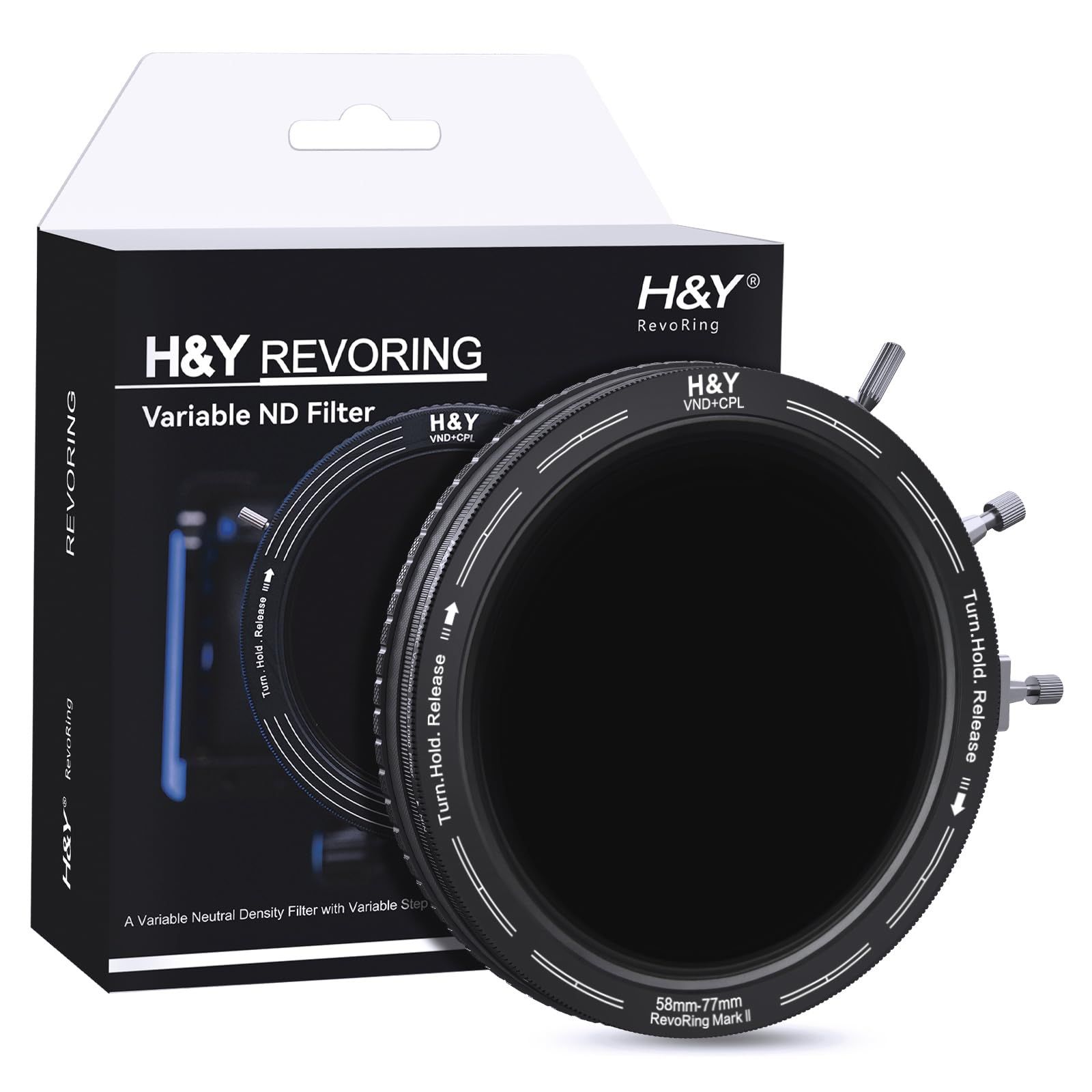 H-Y 可変NDフィルター PLフィルター 58-77mm REVORING バリアブル ND3-1000 CPL MarkII レボリング 可変アダプターリング付 フィルター径 58mm 62mm 67mm 72mm 77mm 対応 帯電防止 防汚 撥水…
