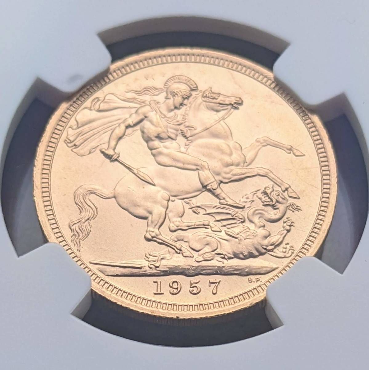 ソブリン金貨 ヤングヤング 1957年 (初年号) NGC MS65 エリザベス2世