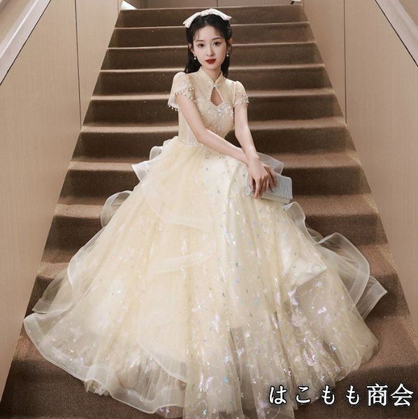 ドレスです 結婚式ドレス 二次会ドレス ドレス ワンピース ロングドレス お呼ばれドレス パーティードレス 成人式ドレス キラキラ Aライン 演奏会 発表会 20代 30代 40代 オシャレ キレイめ