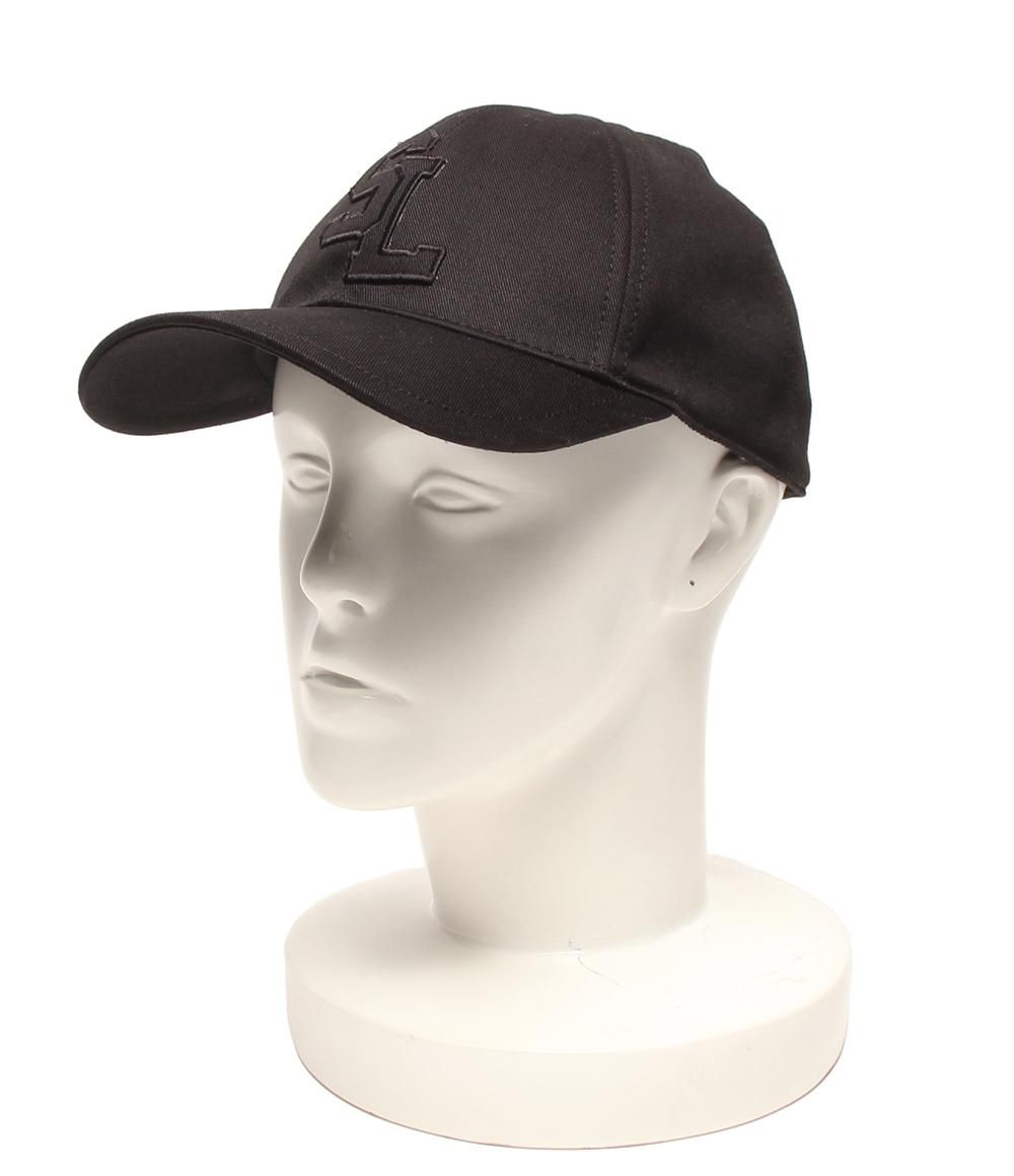 美品 サンローランパリ ツイード SL ロゴ キャップ ブラック ユニ