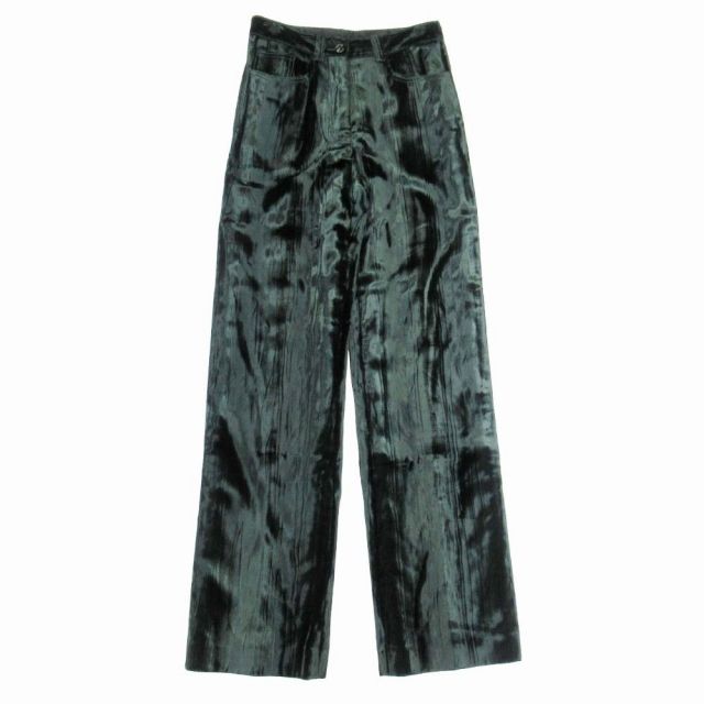 20aw ドリスヴァンノッテン DRIES VAN NOTEN PENNAN 1250 W.W.PANTS BOT ベルベット ボトムス ノータック ストレートシルエット パンツ スラックス 34 ダークグリーン|△E29|メンズ