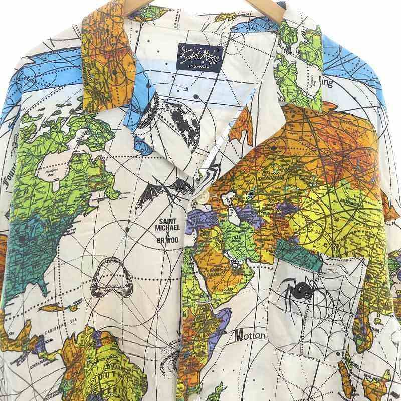 セントマイケル SAINTMICHAEL ×DR WOO パジャマシャツ 総柄 長袖 XL 白  