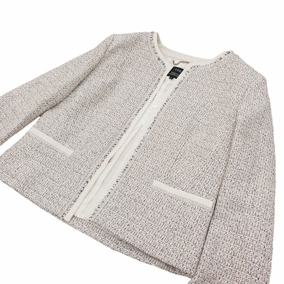 【海外限定】 未使用品 美品 ノーカラー ライトシャインツイード 23区 ジャケット・アウター