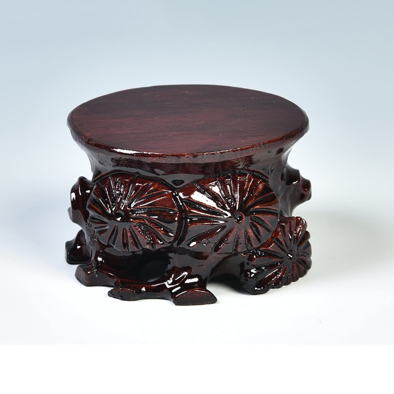 唐木の花台、木彫