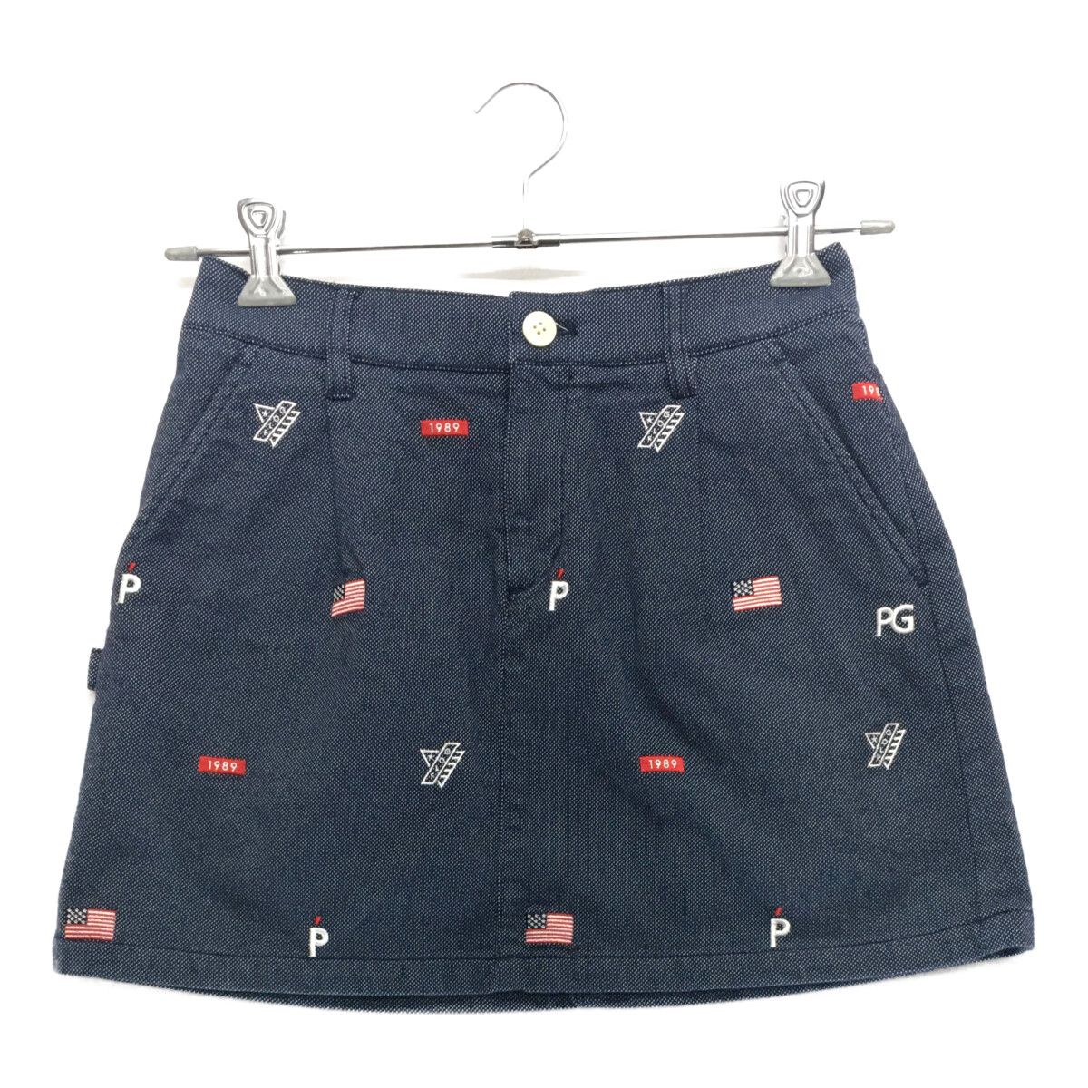 専用 極美品 24SS パーリーゲイツ ポリエステルストレッチデニムスカート ストレッチ綾目ドビー/ストレッチデニム EXストレッチvision5