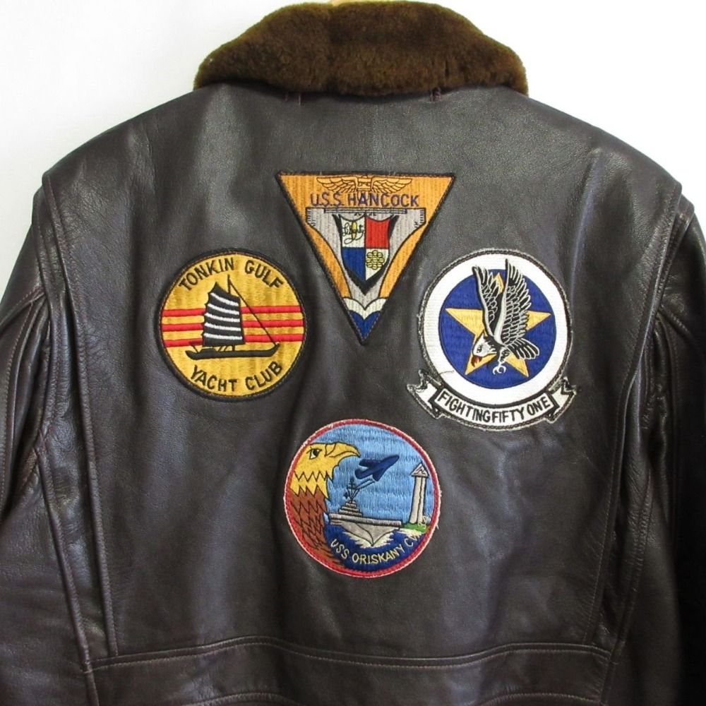 美品 BUZZ RICKSONS バズリクソンズ ゴートレザー×ムートン襟 ワッペン