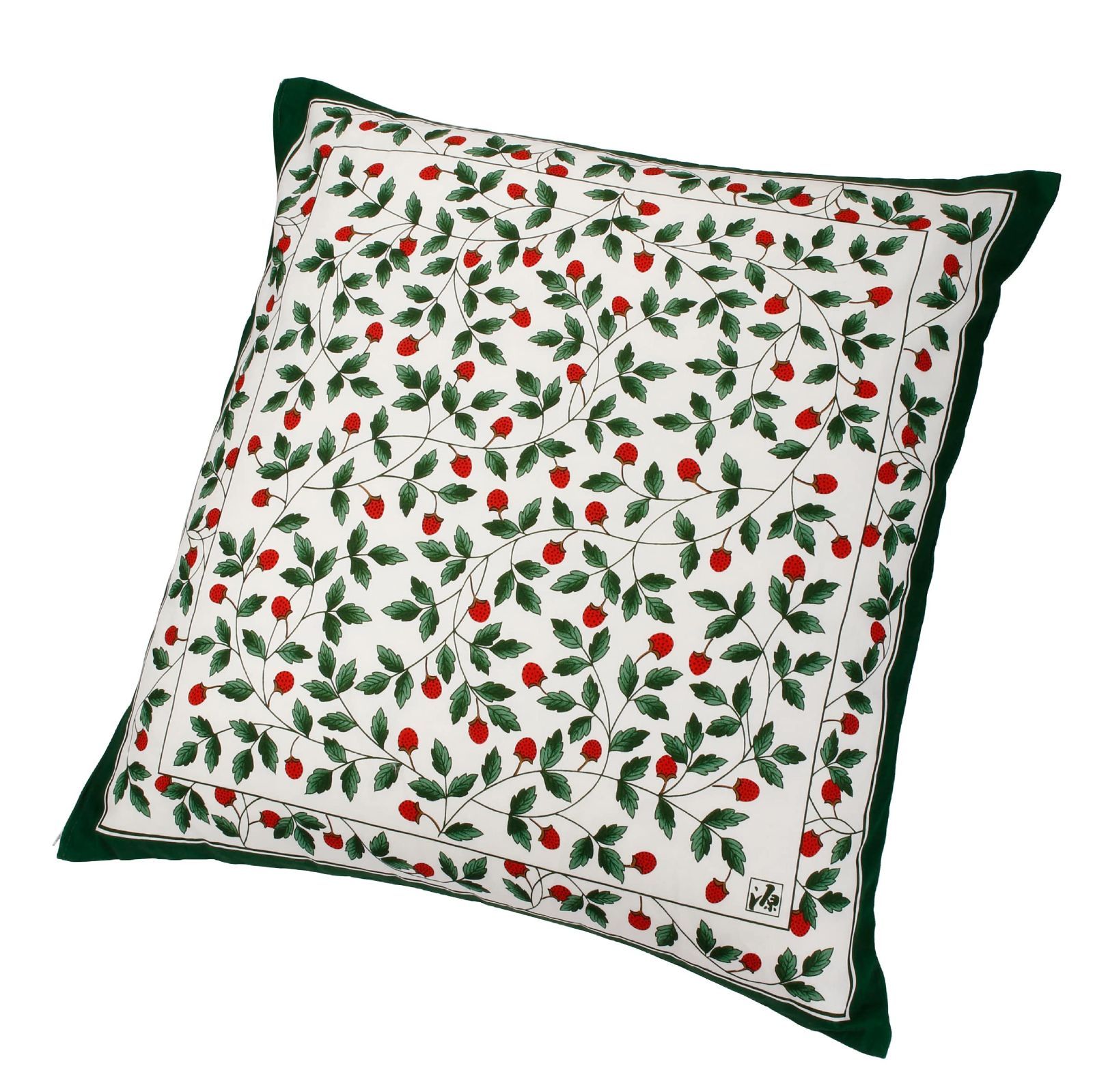 洋風 洗える いちご柄 銘仙判 55X59cm 座布団カバー 西川 グリーン PG02083095 nishikawa