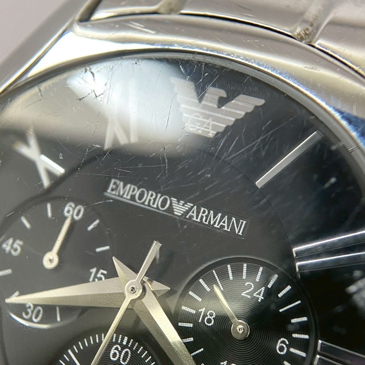 EMPORIO ARMANI】AR-0673 クォーツ クロノグラフ デイト ブラック