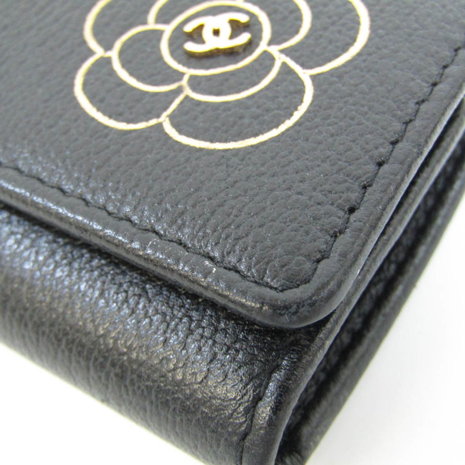CHANEL 　カメリア レザー キーケース　ブラック✨ CHANEL(シャネル) キーケース カメリア 黒