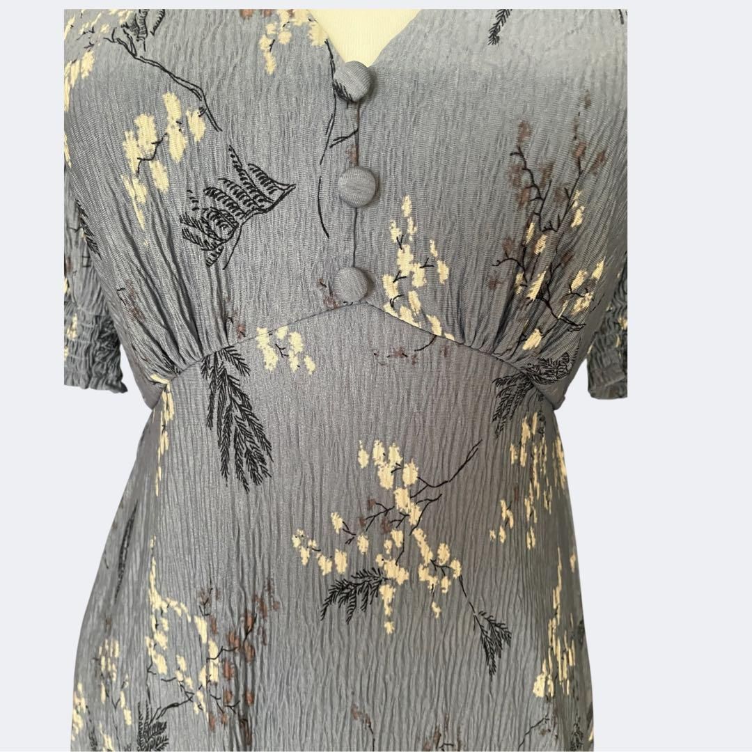 ◆DUSKダスク旅行にも最適シワにならないブルーグレー花柄フ