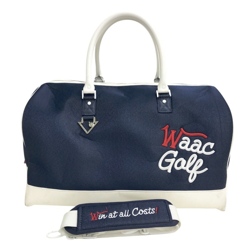 美品】ワック ゴルフ用品ボストンデニムバッグ ネイビーロゴ WAAC