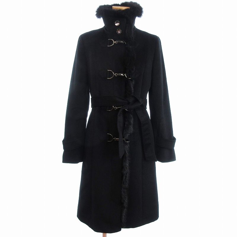 22 OCTOBRE ラビットファーコート アンゴラ ベルト付き 際どく ブラック