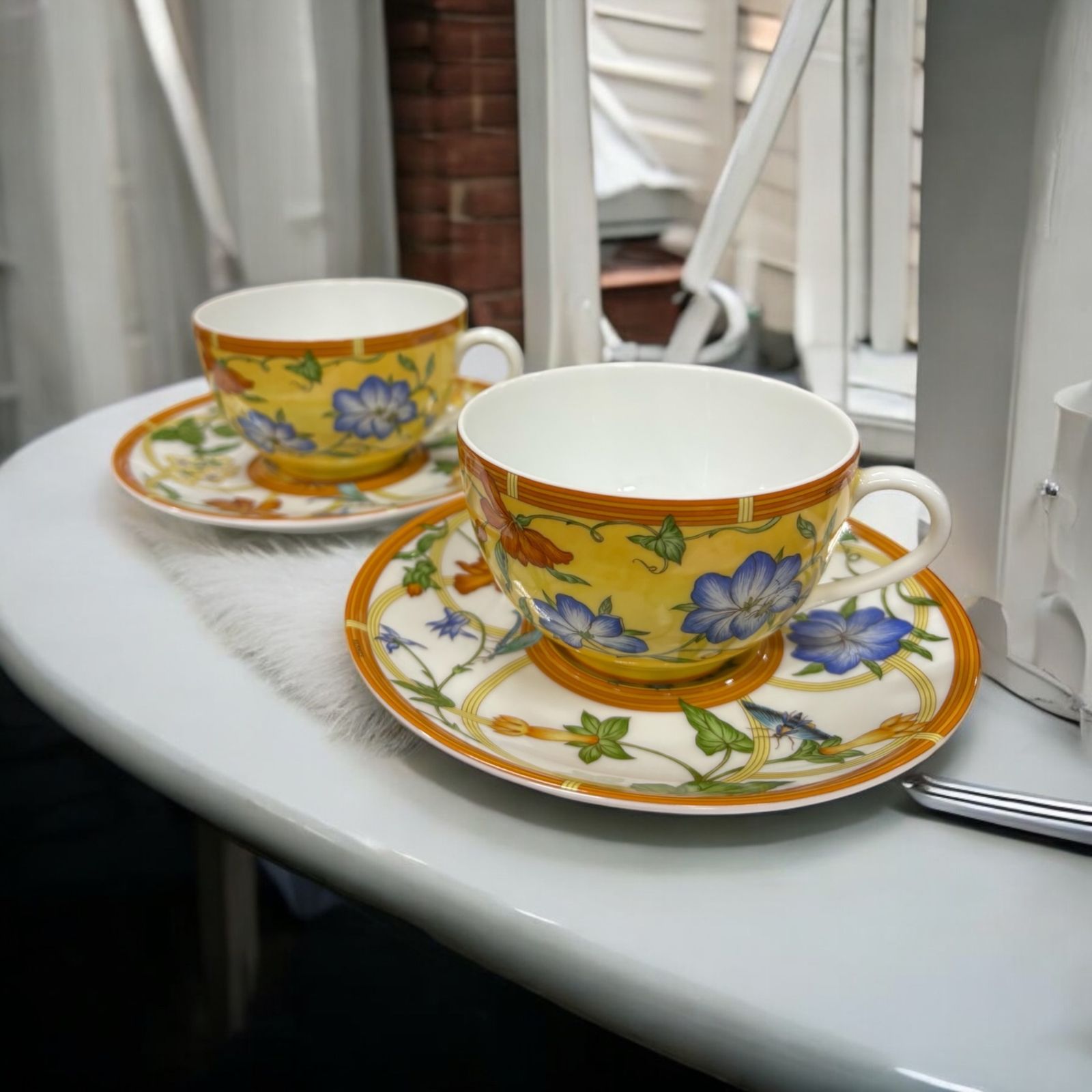 未使用 ヘレンドアポニーカップソーサー2客＆中皿2枚 希少◇化粧箱入りヘレンドアポニーグリーン◇オリエンタルカップ