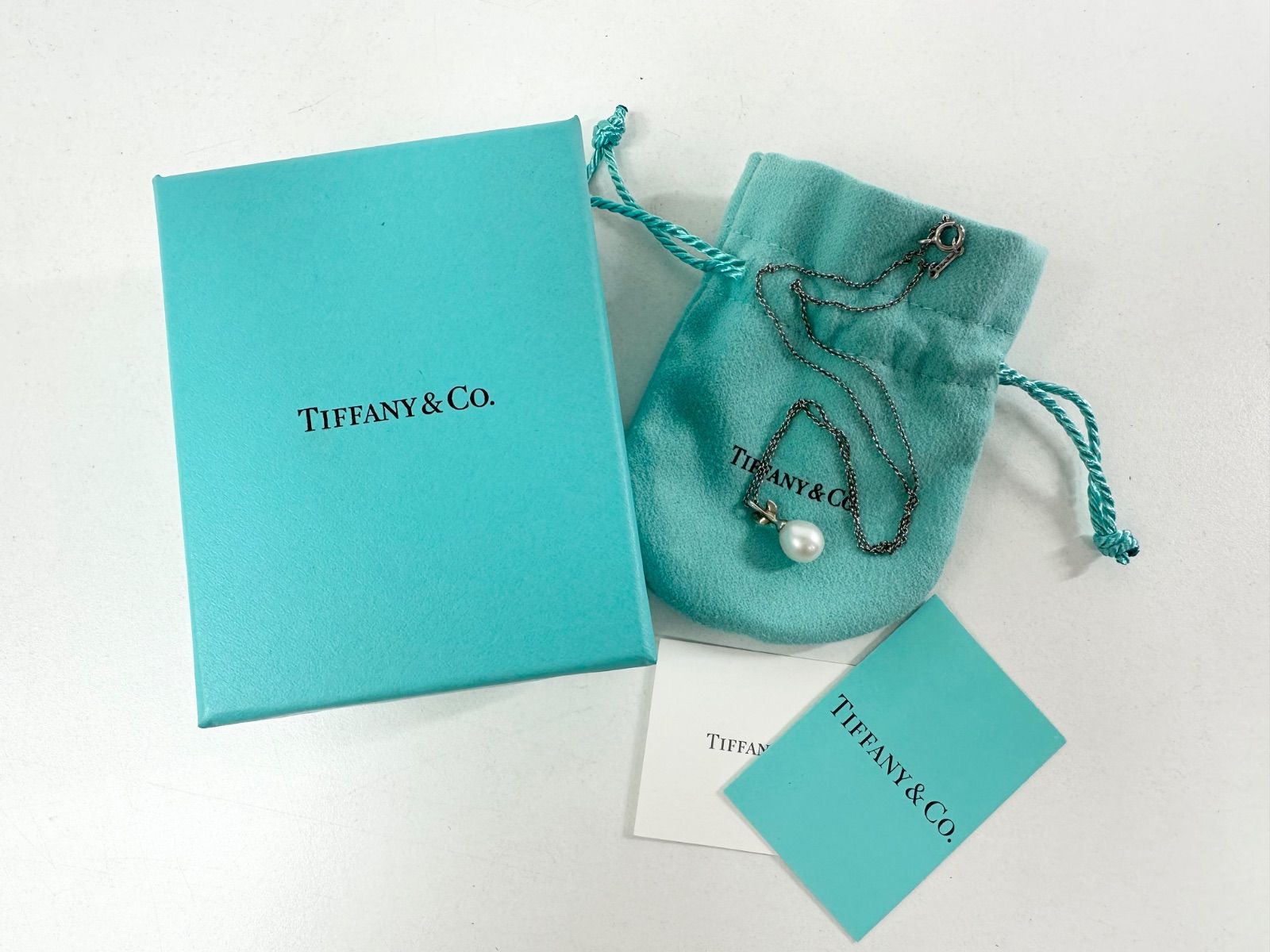 中古品】Tiffany&Co ティファニー オリーブ リーフ パール ネックレス 