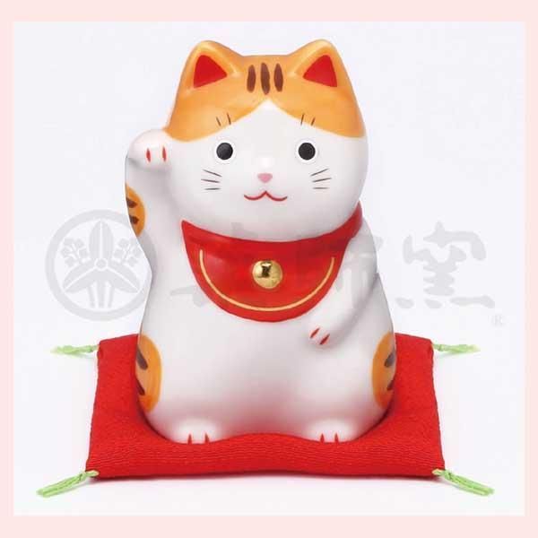 福おいで　招き猫（とら・中）　置物　7883　※陶器，まねき猫，縁起物，和，民芸品，工芸品，日本，レトロモダン，かわいい，可愛い，キャット，ねこ，ファンシー，トラ猫，虎猫