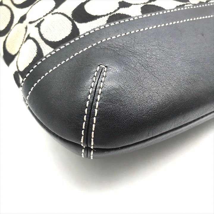 美品 COACH コーチ シグネチャー キャンバス レザー フリンジ ショルダー バッグ ブラック a4443 美品 COACH コーチ シグネチャー キャンバス レザー フリンジ