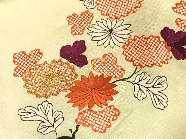 平和屋着物＃羽織 駒刺繍 流水枝花文 金彩 正絹 逸品 CAAV5606id