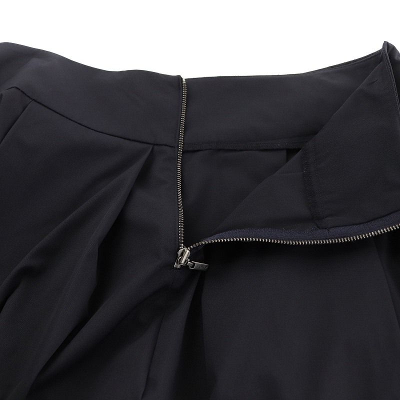 美品 フォクシー フレアスカート 洗える 40 濃紺 M 通年 FOXEY