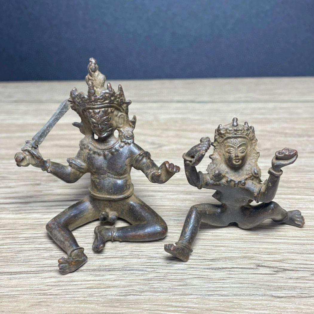 仏教美術 仏像 西方三聖仏像 家内 供養 銅 工芸品 置物 仏教美術 歓喜仏像菩薩 蔵密仏像 家内供養仏 銅製 工芸品 置物
